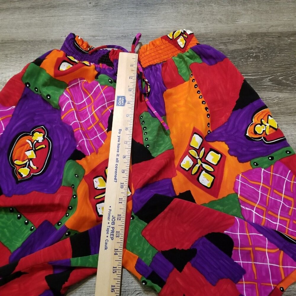 Mom Shorts Size Small Vintage 80s Elastic Waist Colorful Travel Casual Patches - Picture 8 of 11